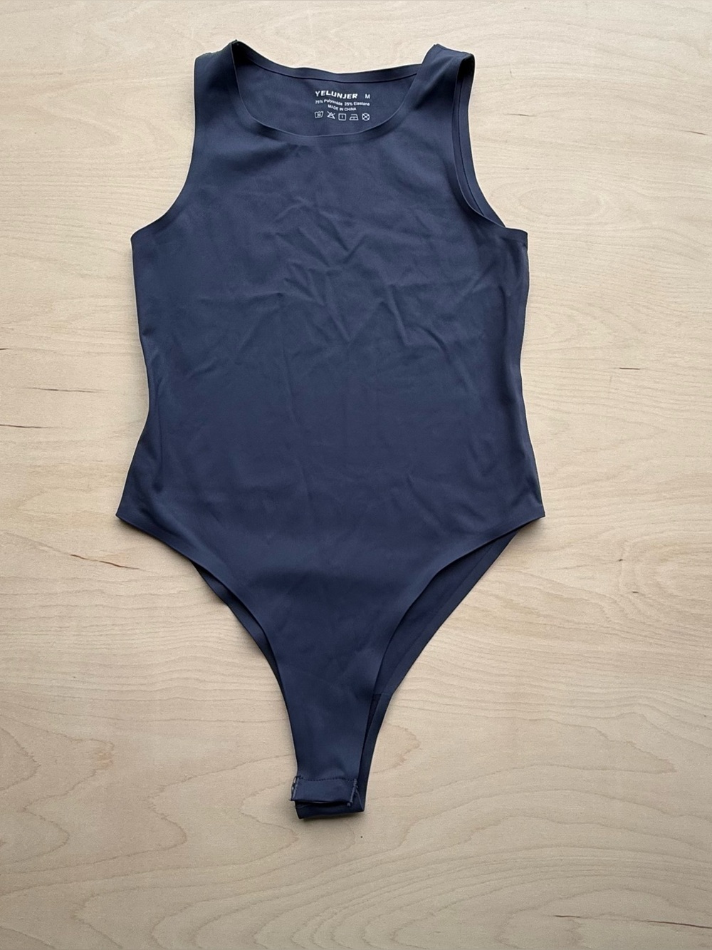 Yelunjer Navy Blue Sleeveless Tank Bodysuit Crew Neckline size M